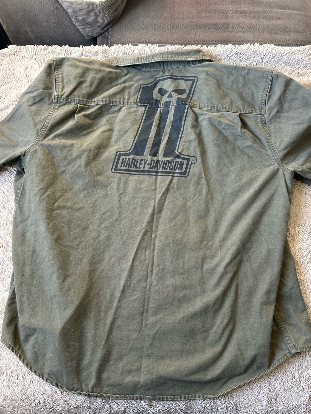 Harley-Davidson long-sleeve button up utility shirt Olive Green